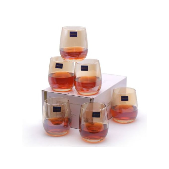 6 Pieces Of Oval Water/Juice Glasses - Brown .