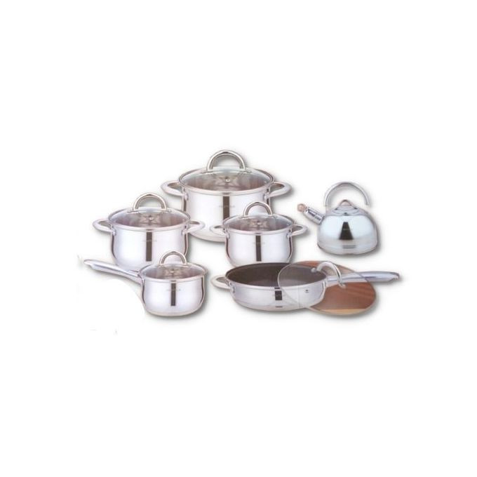 12 Pieces Of Heavy Stainless Steel Saucepans/Cookware, Silver.