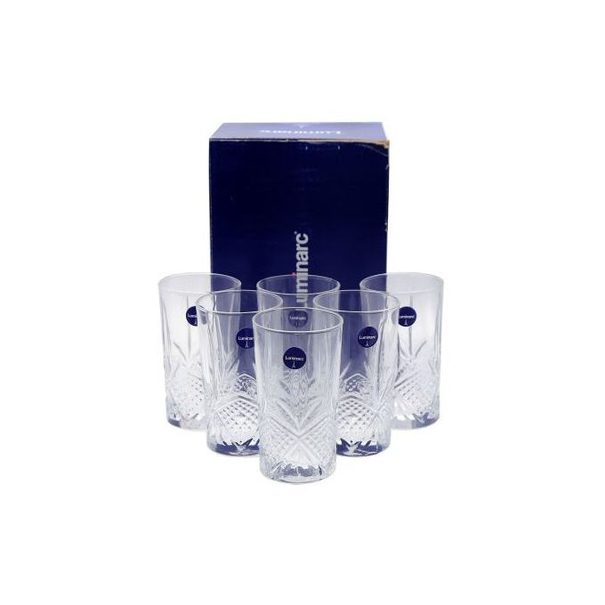 Luminarc Self Flowered Design Water/Juice Glasses- 6 Pieces-Colorless. Luminarc