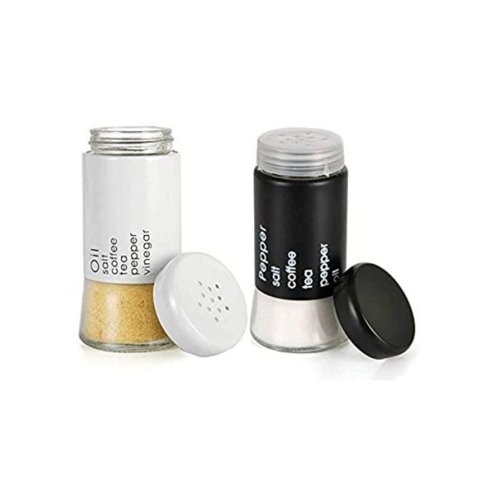 2 Pc Steel And Glass Pepper And Salt Shaker-Red
