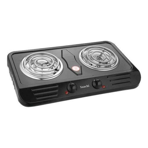 Double Burner Hot plate with Thermostat Control - Black Saachi