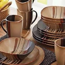 24 Pieces Of Cups Plates Bowls  Set - Brown