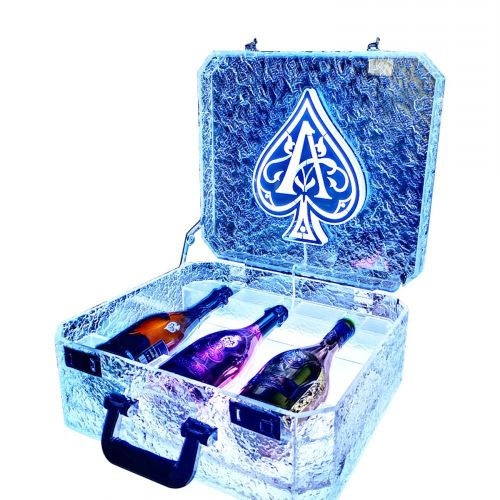 Ice Rock Seal 3 Bottles Rechargeable LED Wine Box Ace of Spade Glorifier Box Champagne Bottle Carrier Case Presenter With Remote Control Light Change 7 Color Lights Bottle For Liquor Glasse Bottle Sparklers Night Club, Party, Lounge, Bar- Multicolor