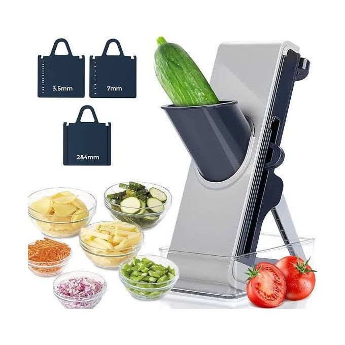 Kitchen Vegetable Chopper, Adjustable Vegetable Cutter with 3 Cutting Options, Safe Slicer Food Chopper Cube with Non-Slip Container and Plug-in Blades for Fruit Potatoes -Multicolor