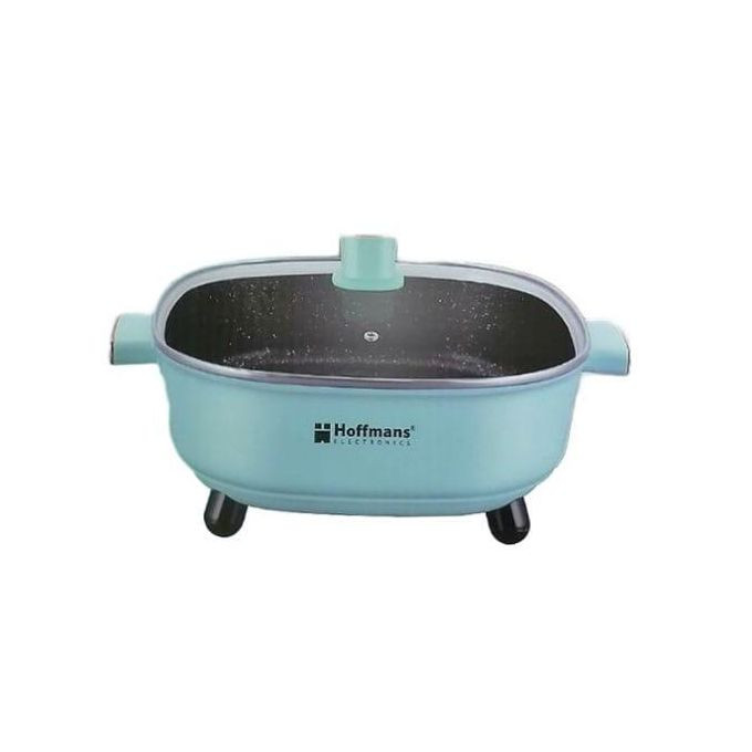 6 Litre Ceramic Nonstick Electric Skillet - Deep Electric Frying Pan With Lid With Cool Touch Handle, Dishwasher Safe- Green Hoffmans