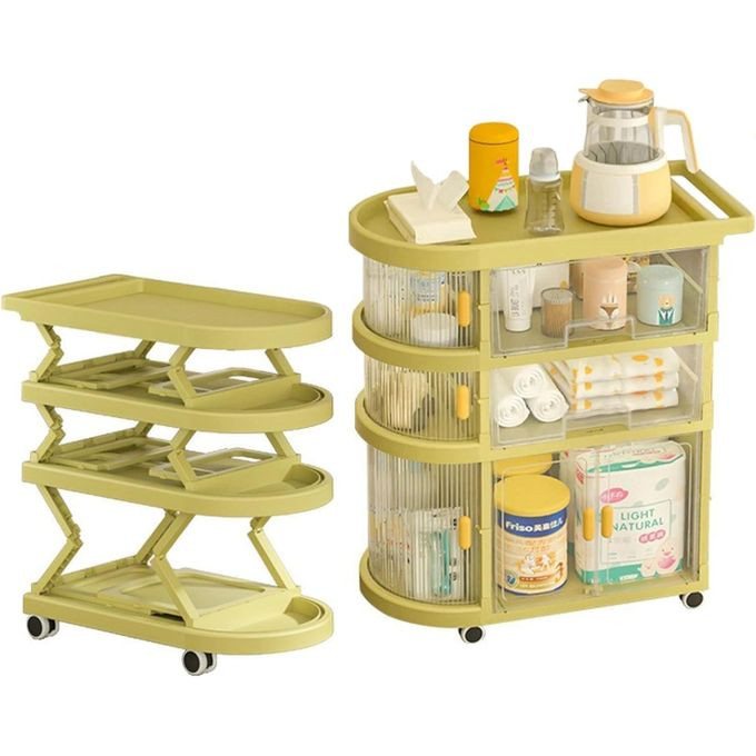 3-tier Kitchen Trolley Rack with Wheels Multipurpose Baby Cart Organizer Racks for Kitchen, Bathroom Freestanding Clothes Storage Bag With Doors Cabinet Movable Trolley Drawer Organiser Basket For Baby Things, Clothes, Blankets, Books, Toys- Multicolor