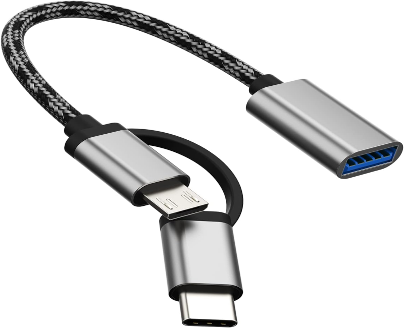 Original Accessories Type-C Male + Micro Usb Male Female Otg Adapter - Grey