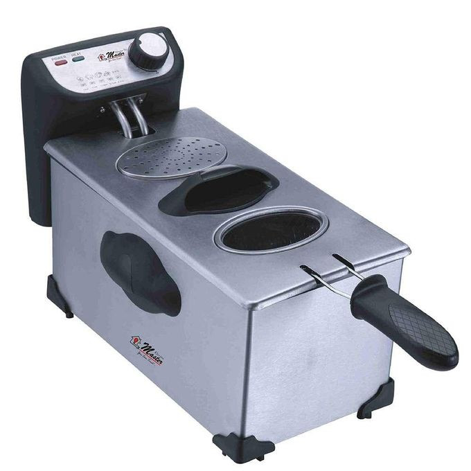 3 Litre Electric Deep Fryer Tank Basket Stainless Steel Deep Fat Fryer With Viewing Window, Temperature Control, Removable Oil Basket Frying Pan for Cooking French Fries, Onion Rings, Egg Rolls- Silver Electro Masters