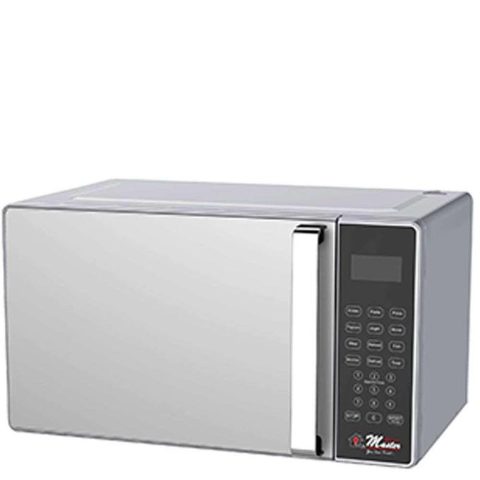 25L 900W Touch Control Digital Solo Microwave Oven Steam, Reheat With 5 Power Levels, 8 Auto Cook Menus, Defrost Control, Clock & Timer -Silver Electro Master