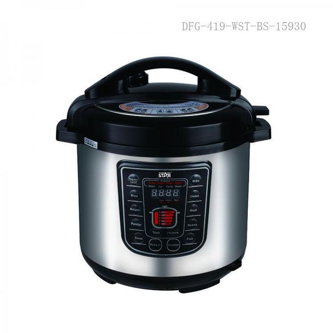 6L Electric Pressure Cooker Pot Rice Cooker Steamer Multicooker With Rice Measuring Cup Scoop 90cm Pure Copper Charging Wire BS Plug- Silver Winningstar