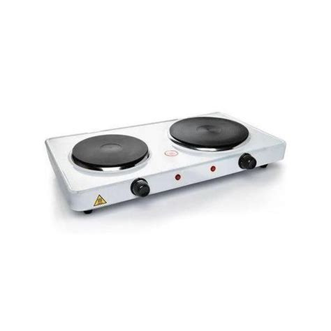 Fast Cooking Double Solid Hotplate-White, Black