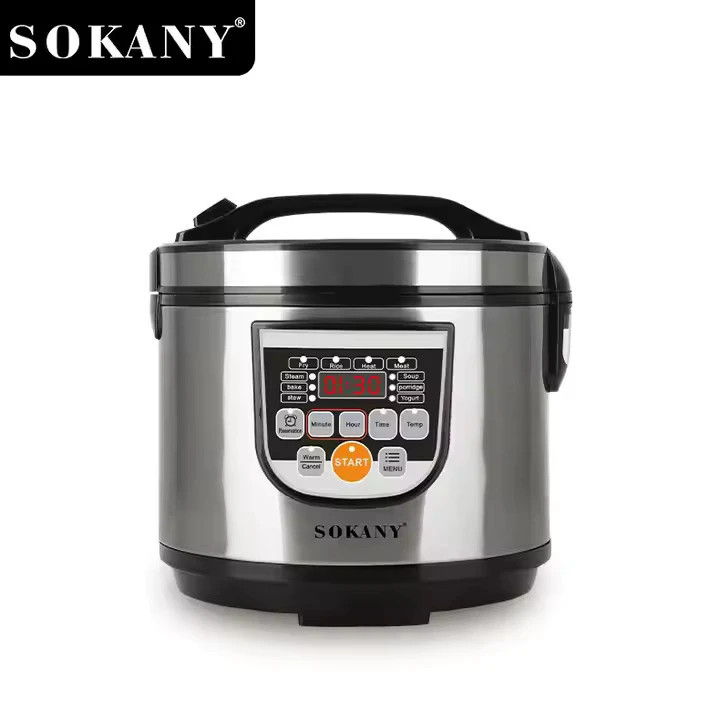 5L Micro Computer Controlled Automatic Smart Electric Digital Rice Cooker With Rice Measuring Cup Spoon And Steamer Pot - Multicolor Sokany
