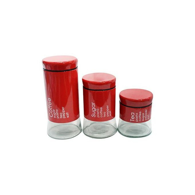3 Set Sugar Bowl Glass Canister