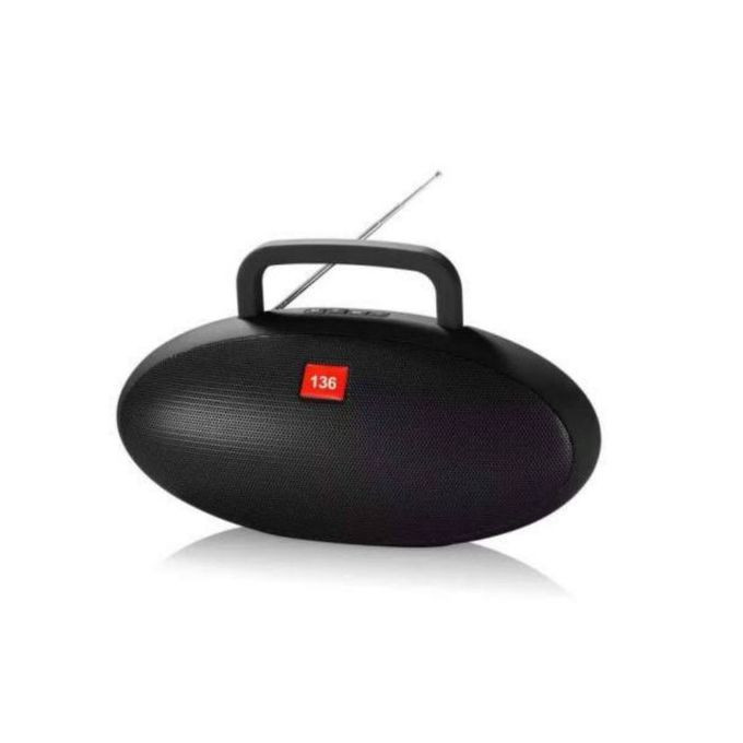 136 Portable Bluetooth Tf Fm Speaker- Black