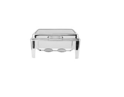 9L Single Compartment Rectangular Buffet Server and Warming Tray Catering Chafer Food Warmer Adjustable Alcohol Heating Chafing Dish Buffet Set With Visible Lid for Weddings, Birthday Parties, Buffets- Silver