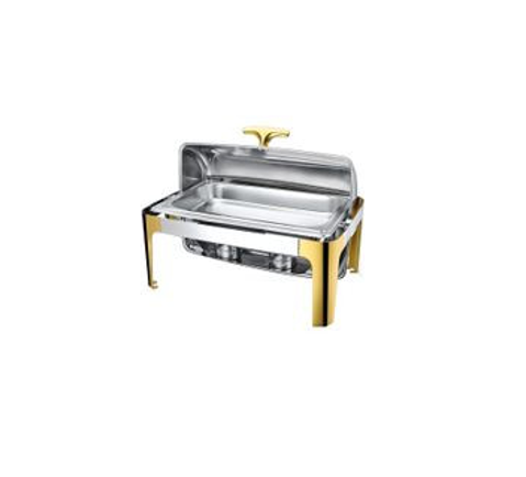 11 Litres Catering Event Food Heaters - Party Buffet Food Heaters, Rectangular Roll Top Hot Pot Buffet Set, Water Pots, Hot Pans, Banquet, Christmas Catering Food Warmers Heaters- Gold And Silver