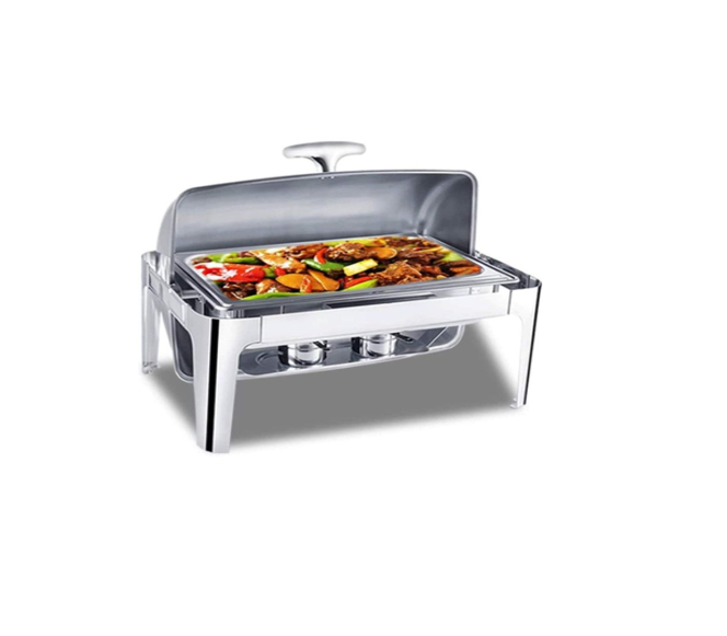 11 Litre Single Stainless Steel Chafing Dish, Chafing Dish Set Food Warmer Buffet, with Food Pans Fuel Holders, Food Warmer Professional Set for Catering, Buffet and Party- Silver