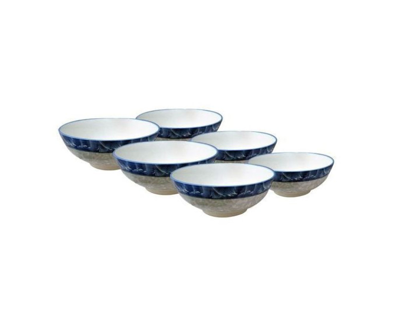 Serving Bowl- 6 Pcs - Blue,White.