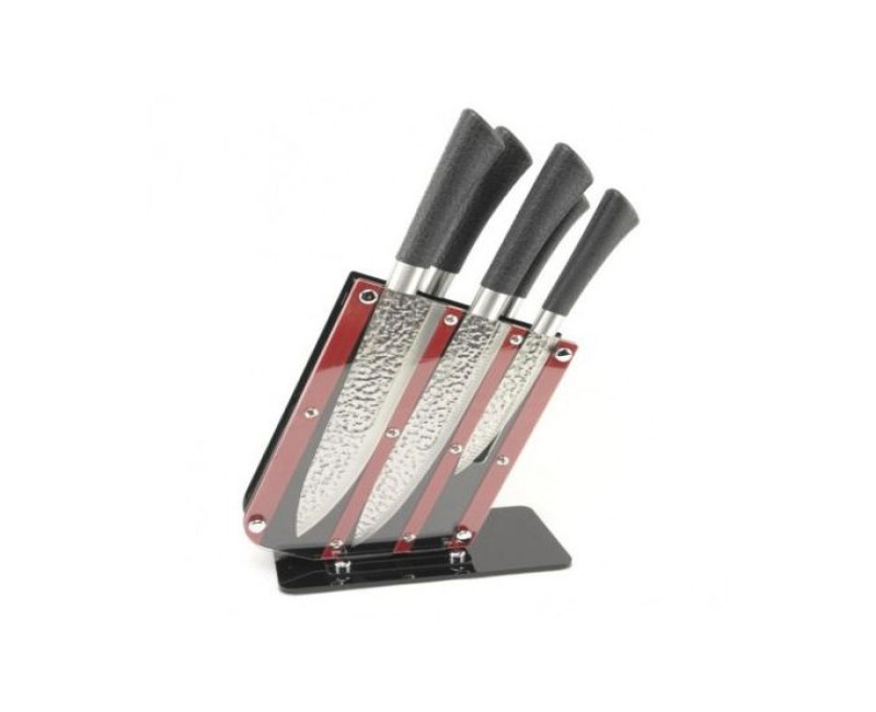 6 Pieces Of Knife Set On Plastic Stand-Silver Zepter