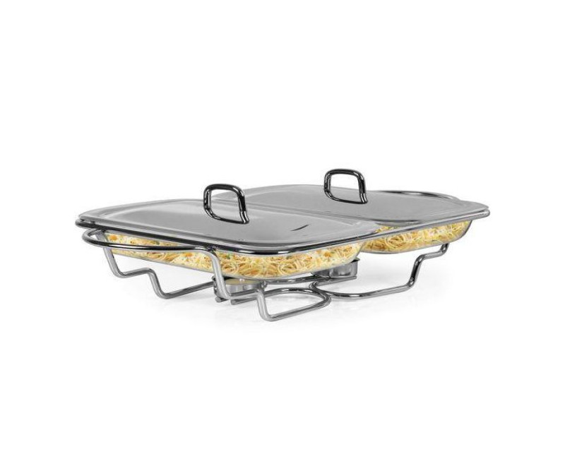 2 Piece Glass Soup Chafing/Serving Dishes Warmer, 1.5 Litres - Colorless.