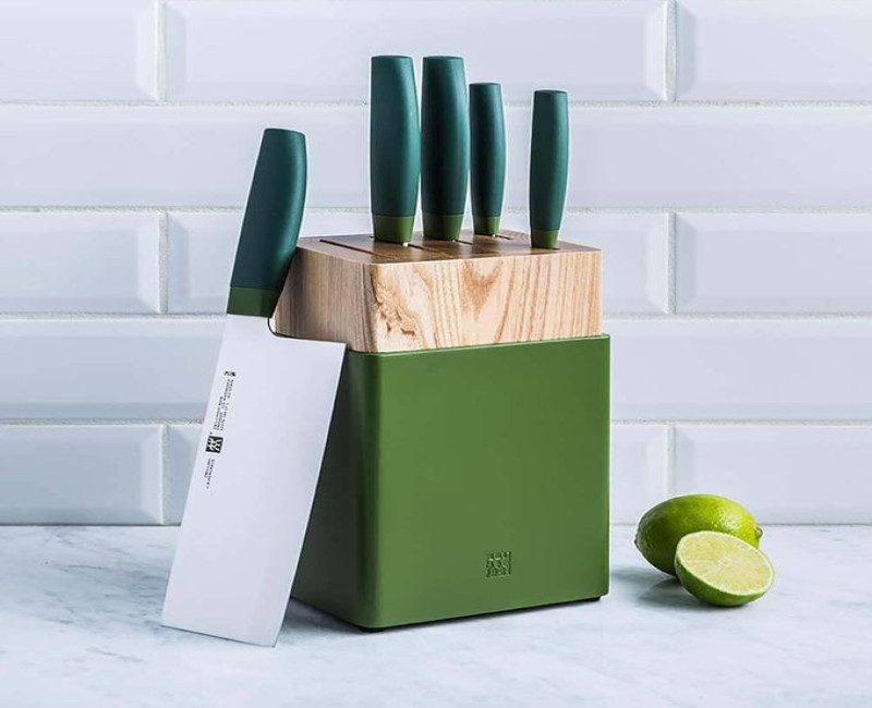 8-Piece Kitchen Scissor And Knife Set With Wooden Storage Block Organizer