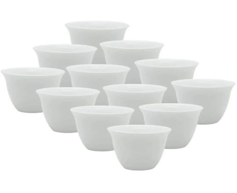 12 Pieces Of Multi Design Cuppucino Latte Espresso Coffee Cawa Cups Mugs- White