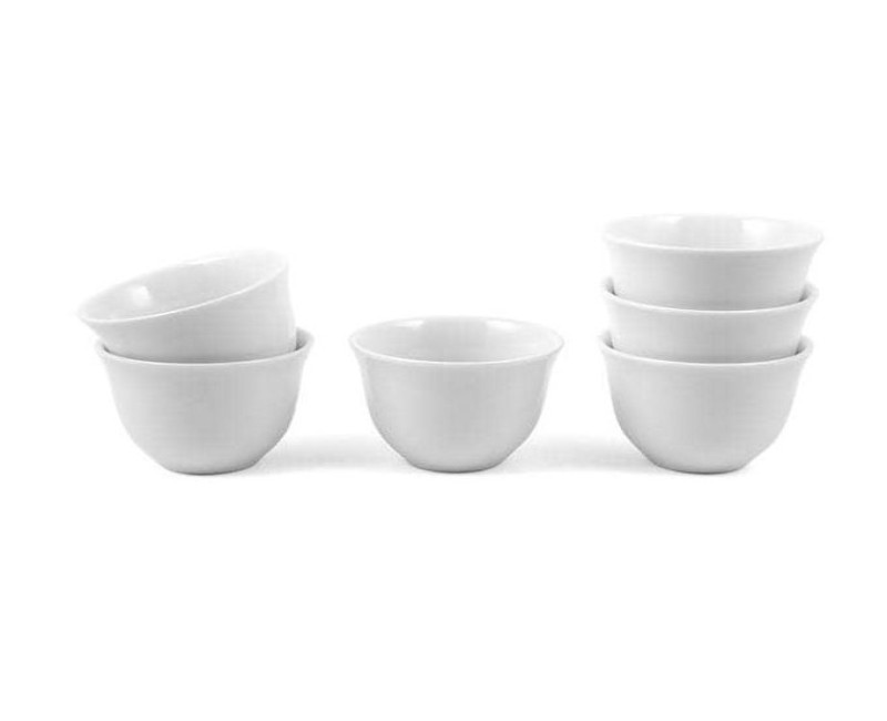 6 Pieces Of Multi Design Cuppucino Latte Espresso Coffee Cawa Cups Mugs -White