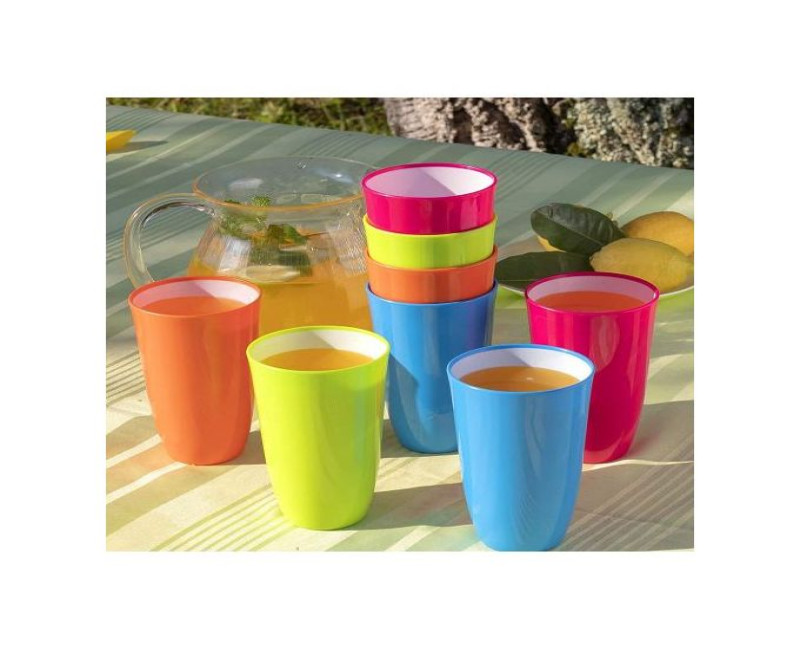 12 Pieces of Plastic Water Juice Tumblers Cups Mugs For Parties And Home - Multi-Colours.