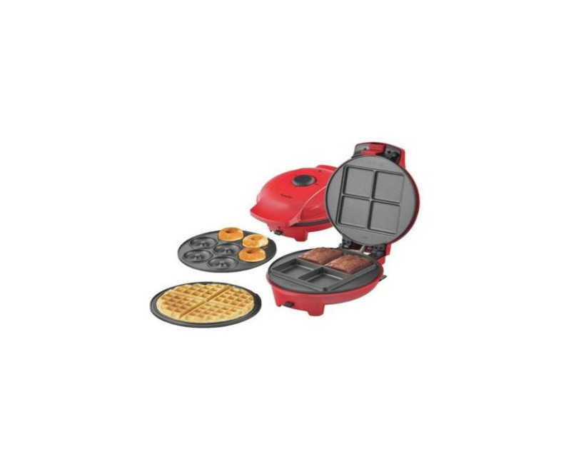 3 In 1 Donut Brownie Waffle Maker-700W - Red Saachi