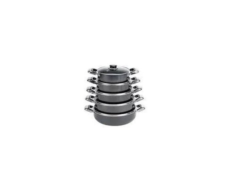 10 Pieces Of Non-stick Cookware Soup Stock Pots CasserolesSaucepans Serving Dishes -Black Honhey