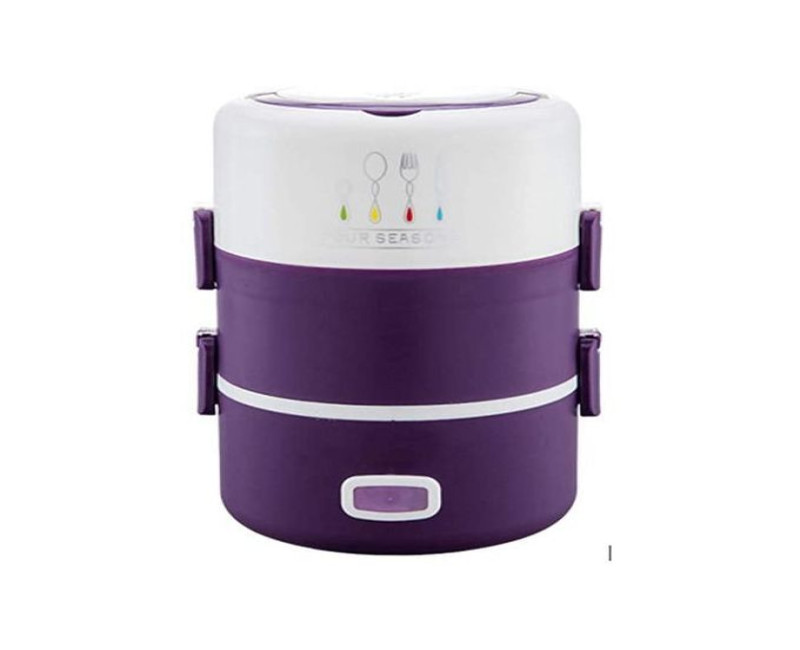3 Layer 2 Litres Portable Food Electric Lunch Box Storage Flask -Multicolor