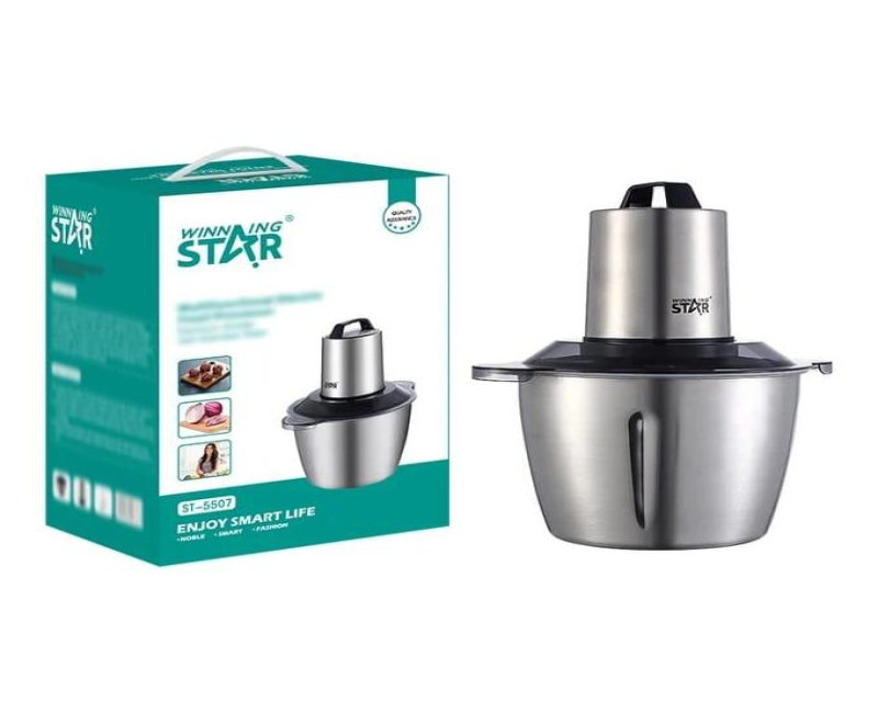 Multi Functional Quick Food Processor Vegetable Chopper Meat Grinder with 3L Bowl for Home Appliance -Silver