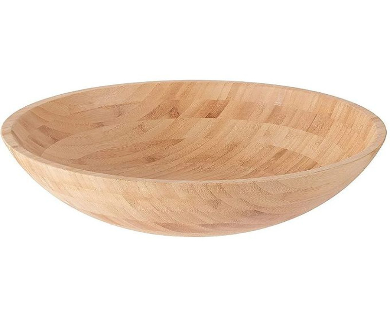 25Cm Bamboo Fruit Salad Serving Bowl Dish-Brown. Bamboo