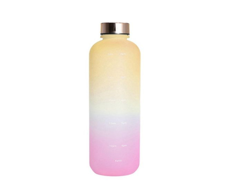 1L Large Water Bottle For Girls Frosted Water Cup Metal Lid Water Bottle With Time Marker Reusable Drinking can