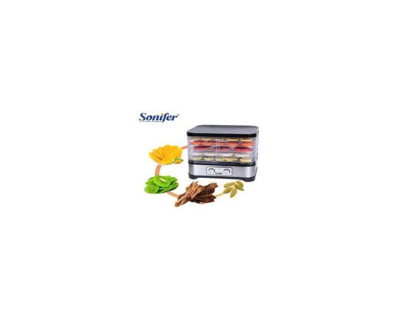 Sonifer 5 Tray Dry Fruit, Mini Vegetable Meat Food Dehydrator Food Drying Machine With Temperature Device- Clear
