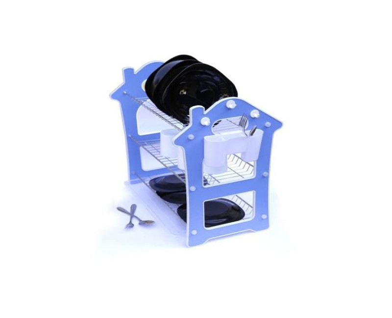 3 Tier Dish Draining Rack - Blue.