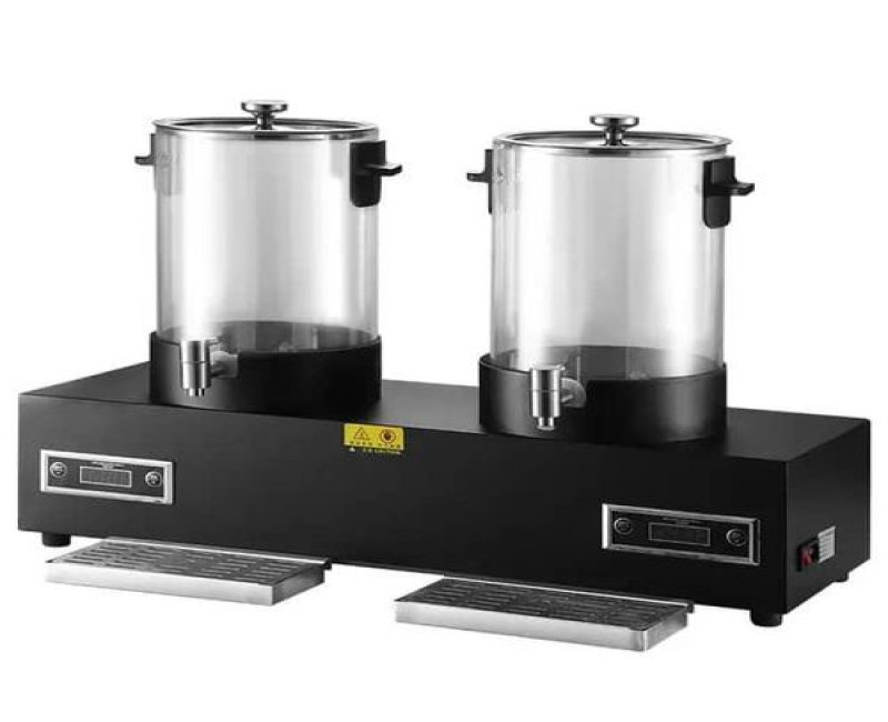 Commercial Double Tank Electric Buffet Thermostat Heater Hot And Cold Juice Heat Preservation Tea, Coffee, Milk Barrel Dispenser, Cafeteria Digital Beverage Dispenser, Heat Preservation Beverage Bucket Hotel Juice Tripod Machine-Multicolor