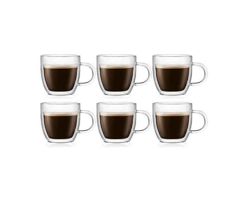 6-Piece ,12 Oz Glass Cups, Double Walled Thermo Espresso Glasses, Insulated Coffee Mugs, Drinking Glasses
