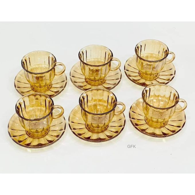 6 Pieces Of Glass Tea Cups and Saucers Sets Coffee Flower Tea Mugs High Temperature Resistance Afternoon Tea Cup Gift European Style 6 oz Capacity