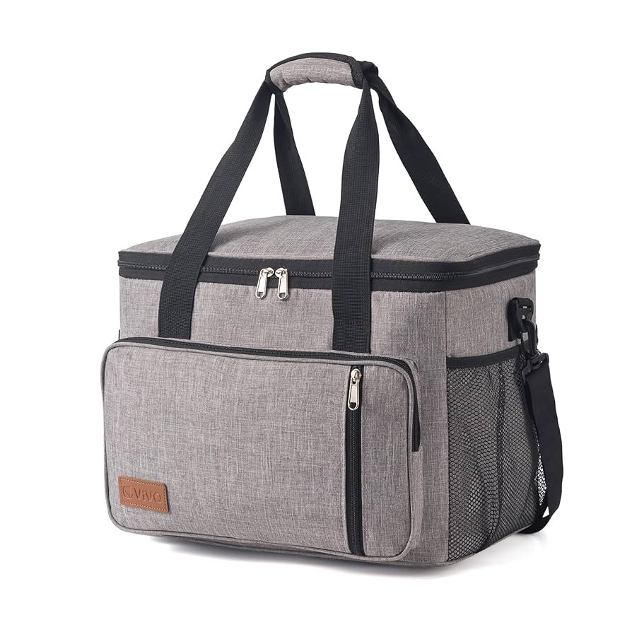 15L Portable Thermal Insulated Travel Basket Cooler Bag For Lunch Picnic Camping Beach Tour Tote Carrier Bag -Multicolor
