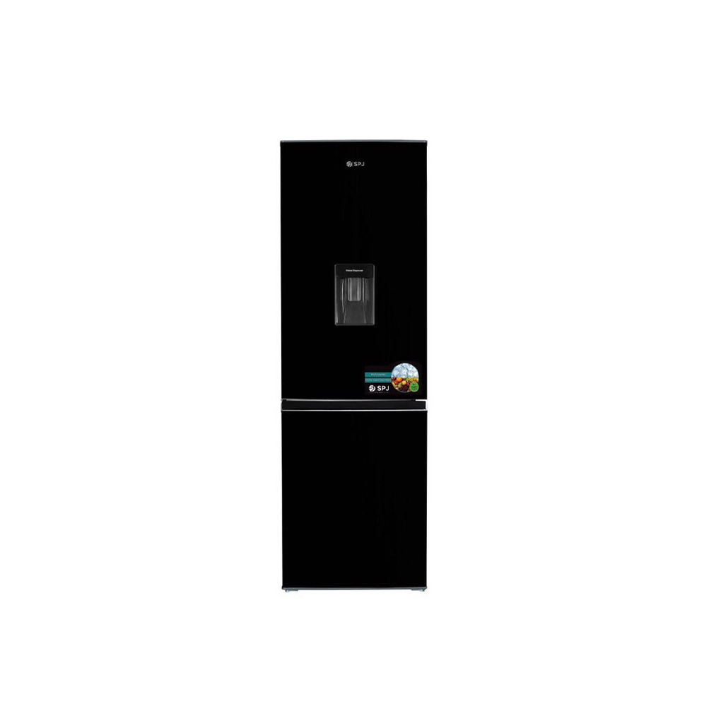 SPJ 429l Bottom Mount Refrigerator with Dispenser Black Glass