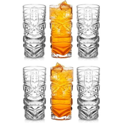 6 Pieces Water Glass 400 ML, Whiskey Glass Cocktail Glass Highball Juice Glass Drinking Beverages Bar Wine Brandy Glass for Cold Drink Alcoholic Drinks Beer - Clear
