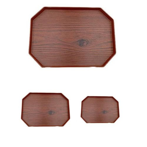 3 Pieces Melamine Serving Trays Designed Like Wood Best For Serving Food And Drinks-Brown