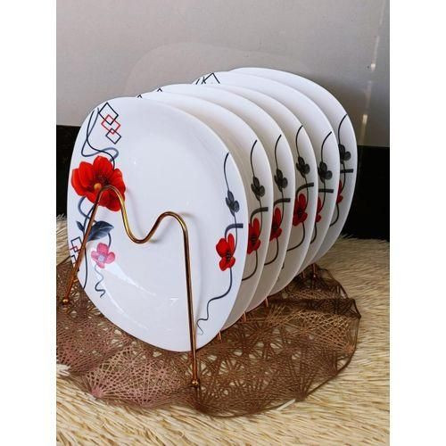 6 Pieces High Quality Porcelain Ceramic Plates With A Square Shape And Floral Pattern Designs Vary - Multicolor