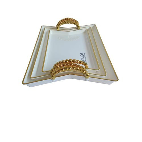 3 Pieces Plastic Fashion Trays For Serving Food Designs Vary - Multicolor