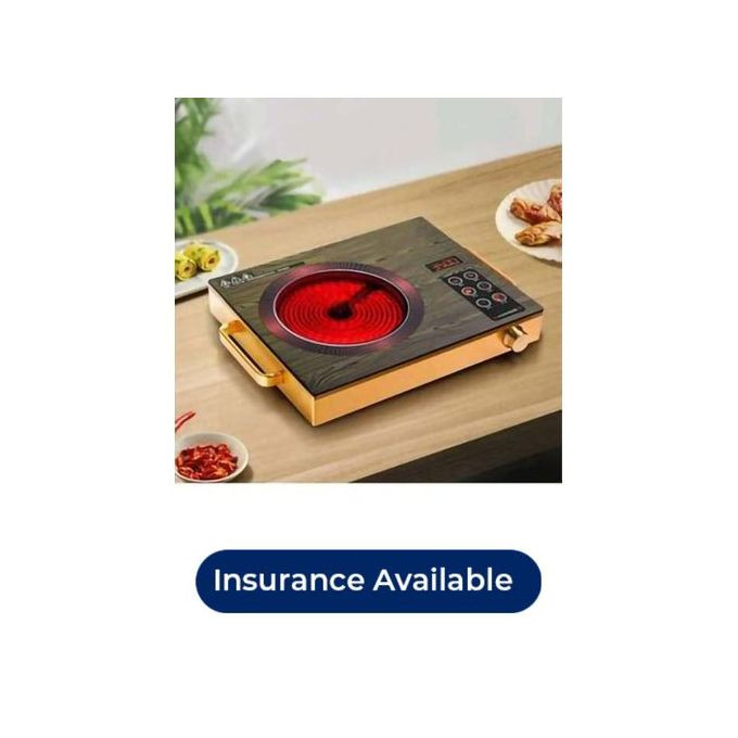 Electric Infrared Cooker Stove Hot Plate Portable Single Burner, Black,Gold