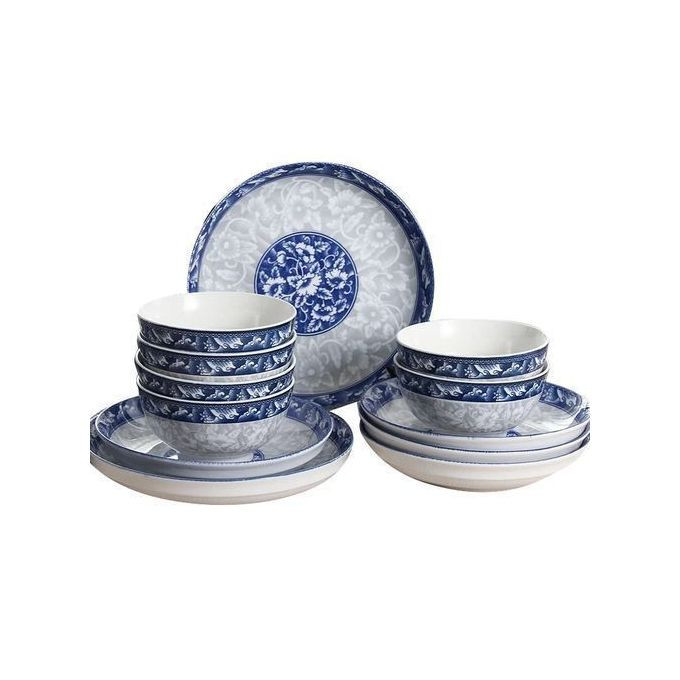 18Pcs Kitengi Floral Dinner Set Of 6pcs Each - Blue floral