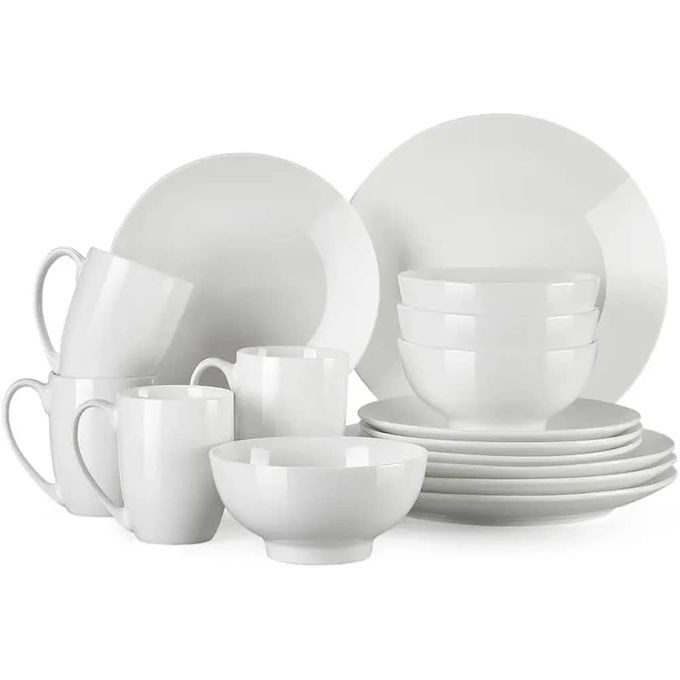 Set Of 20Pcs Ceramic Dinner Plates And Cups – White