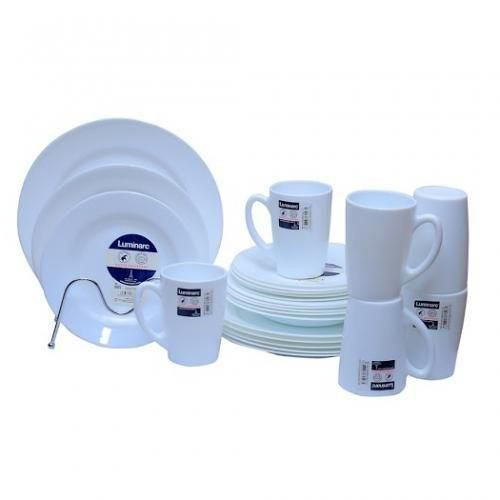 Ceramic 6 Dinner Plates 6 Side Plates 6 Soup plates 6 Tea Cups-White