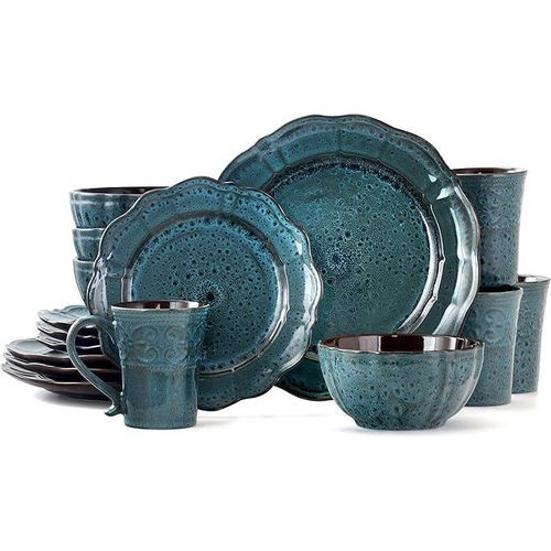 24 Pieces Colourful Ceramic Dinnerware Set With Unique Design-Multicolour